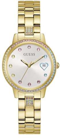 GUESS Damen Uhr Armbanduhr Three of Hearts Edelstahl