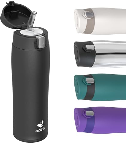 AORIN Trinkflasche - 750ml - 18/8 Edelstahl Wasserflasche Auslaufsicher -Trinkflasche mit Strohhalm BPA-Frei | Schule, Sport, Wasser, Fahrrad