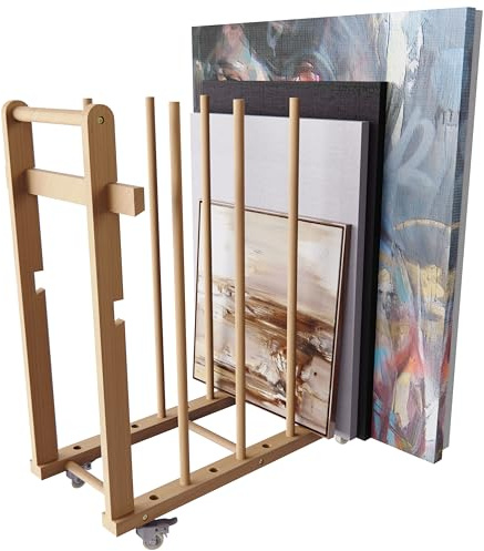UNZERO Kunst-Aufbewahrungsregal, Leinwand-Aufbewahrung, Trockenständer, Leinwandbretter, Kunstaufbewahrung mit Griff und Lenkrollen für Zeichenbrett, Panel, Papierblock für Kunststudios