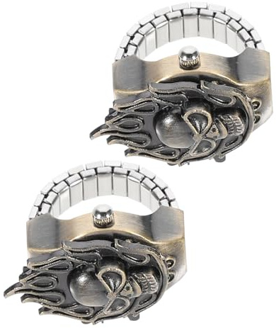 SHERCHPRY 2 St diamantring klocka klockring för kvinnor casual klockor för män damcykel damklockor retro fingerklocka casual fingerklocka elasticitet Kolla på elastisk ring ringklocka mussla