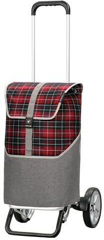 ANDERSEN Einkaufstrolley - Alu Star Shopper Gese rot | sehr leicht, höhenverstellbar, klein zusammenlegbar, bis 40 kg - Tasche mit Kordelzug, Fronttasche, Reflektoren, 46 L