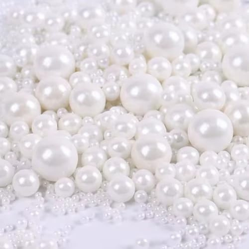 Weiße Perle Zuckerstreusel Essbare Süßigkeiten Perlen 120g, Mischgröße, Backkuchen Dekorationen, Eis Toppings und Cookie Dekoration, Hochzeit Geburtstagsparty Halloween Chirstmas Zubehör