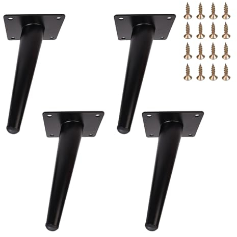 Zllzpzd Pieds de Table en Métal Noir,15 cm Pieds de Meubles Inclinés,Pieds de Meubles Coniques,Pieds pour Tables Basse Canapés Meubles TV Chaises Armoires Pieds d'armoire de Remplacement.4 Pièces
