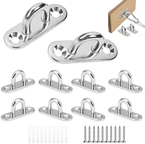 ANBOO 10 Pcs M5 Crochets De Plafond En Forme U, Crochet Inox, Pontet Inox, Base 15 X 45mm, Support Mural Plaques À Œil Pour Fixer Les Cordons Sur Bateau, Yoga, Les Lustres, Quincaillerie