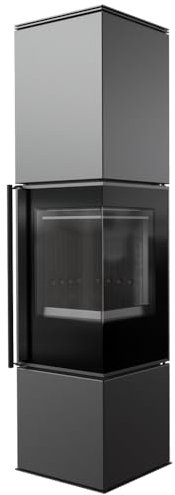 KRATKI Kaminofen aus Stahl Ren/L rechts Ø 150 7 kW schwarz Verkleidung mit Türfeder