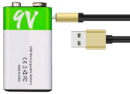 WILLQ Batería de Litio Batería Recargable de 9 V Batería de Iones de Litio de 650 mAh Batería de 9 V de Alta Capacidad con Cable de Carga USB,9v650mah 1pack