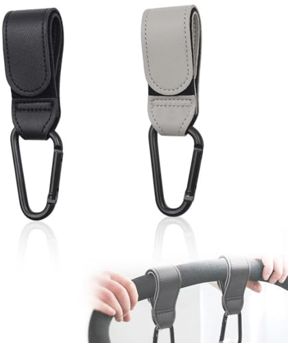 QOWUXHZ 2 Stück Kinderwagen Haken Kinderwagen Haken Kinderwagen Haken Sehr Belastbar Für Wickeltasche Rucksäcken Geldbörsen Und Zubehör Universelle Karabinerhaken Schwarz Grau