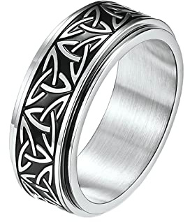 Grewod Anti Angst Ring, 8 MM Herren Edelstahl Silber Keltischer Knoten Spinner Anti Stress Ring Größe 65 (20.7)