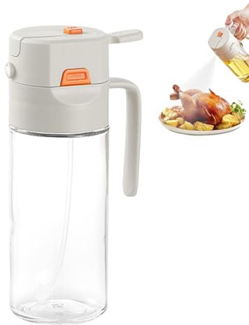 Botella pulverizadora de aceite, vaporizador y vertedor de aceite de oliva - Botella de aceite de vidrio para cocina | Botella de spray de aceite de oliva de 600 ml con vertedor para cocina, camping,