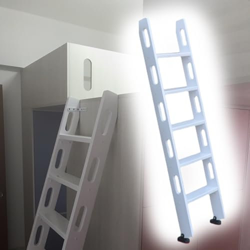 Bed Ladder, Bed Ladder White Dorm Bunk Bed Ladder Floor Standing, Heavy Duty RV Bunk Ladders Loft Climb Ladder with Handrail, Solid Wood Non Skid Twin Bed Ladder