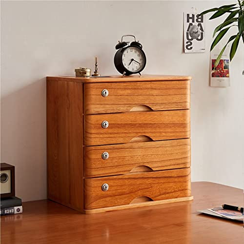 Schreibtisch-Aktenschrank aus Holz mit Schloss und Schubladen, 1/2/3/4 Etagen, Aufbewahrungsschrank für den Schreibtisch, flacher Aktenschrank und Schubladensystem für Zuhause oder Büro, erhältlich in