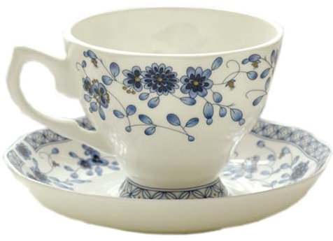 Set Tazza da caffè con Piatto Tazza da tè in Porcellana Floreale Inglese Set di piattini per Tazza da tè in Porcellana Blu Elegante Tazza da Colazione Vintage in Ceramica