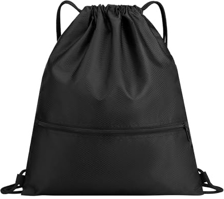 1 Stück Rucksack mit Kordelzug, Turnbeutel Sportbeutel für Herren Damen, Beutel mit Reißverschluss außen, Wasserdicht Verstellbar Gym Bag Gymsack mit Innentasche für Sport Reisen Schule Strand