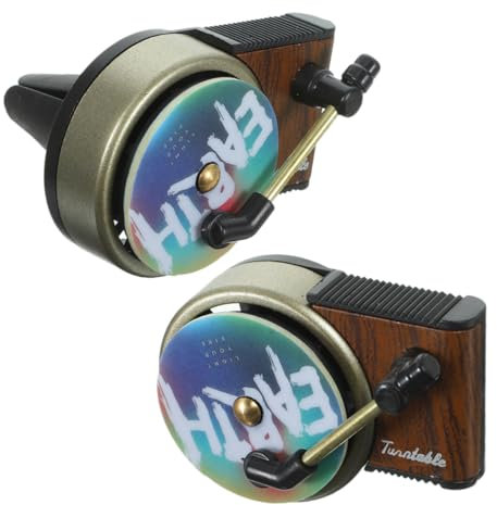 VINTORKY Car Air Freshener Mini Record Player 2pcs Set with Rotating Vinyl Disc Air Vent Clips Retro Car Vent Accessories Aromatherapy Diffuser for Vehicle Interior Decoration