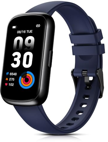 TIFOZEN Montre Connectée Femme, 1,47’’ Bracelet Connecté avec 24 Modes Sportifs/3ATM Étanche/Fréquence Cardiaque/Spo2/Sommeil/Podometre, Smartwatch Petit Poignet pour Android iOS, Bleu Nuit/Noir