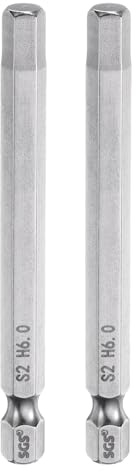 QUARKZMAN 2pz Punte per Cacciavite Chiave Esagonale 6mm (H6) Metrico 1/4 Attacco Esagonali 75mm (3) Punta Magnetica Lunghe Acciaio S2 Punta per Trapano Piatta Grado Industriale per Viti