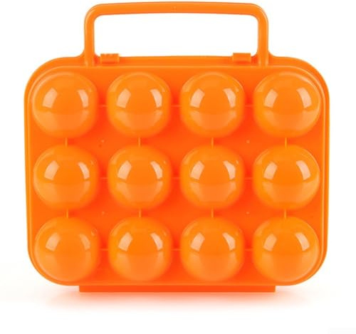 Eawfgtuw Caja portátil para huevos de 12 cavidades, contenedor de plástico apilable para almacenamiento en refrigerador, camping, picnics, a prueba de golpes y mantenimiento fresco (naranja)