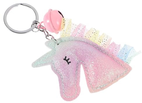 DEARMAMY Schlüsselanhänger Einhorn Aus Pu Mit Glocke Süßer Tieranhänger Für Schlüssel Geldbörse Und Handtasche Charm Für Frauen Und Mädchen Auto Und Rucksackzubehör