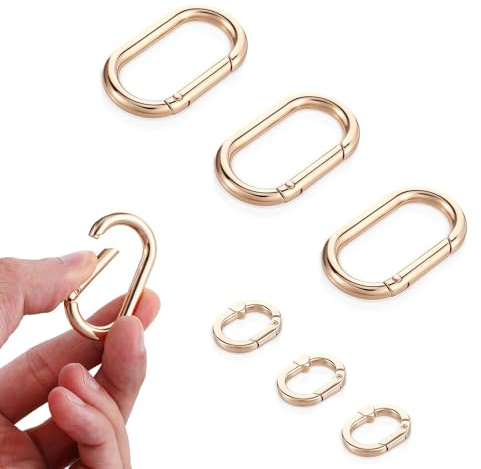 MBAIYO 6 Stück Gold Schlüsselanhänger Set, 2 Größen Oval Spring Karabinerhaken Kleine Schlüsselbund mit Liebesmuster Metall Karabiner Schlüsselring Zubehör für Geldbörsen Schlüsselkette DIY Handwerk