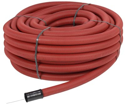 Fränkische Kabuflex Tube de Garde Flexible/Tube Gaine avec Fil de traction, 40 mm, Rouge, 50 m