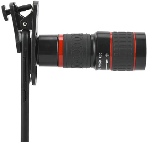 20x Long Focus Telephoto -Objektiv, Zoomobjektiv mit Clip für Smartphone Tablet PC, Schwarz