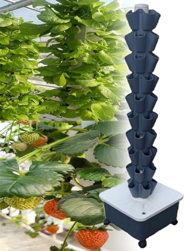 Soilless Cultivation Hydroponic Planting Columns,Vertical Hydroponics Garden Grow Tower,Hydroponics Growing Tower,Vertical Tower Planters,Gray-10-layer