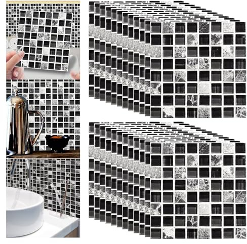Adesivi per Piastrelle 20x20cm,ESYFOR 24PCS Adesivi da Parete Impermeabili Autoadesivi 3D Mosaico PVC Sticker Piastrelle Adesive per Bagno Cucina Parete Fai da Te