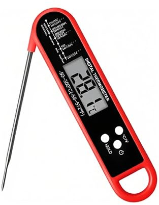Meat Thermometer with 3-Second Instant Read, Backlit LCD, Calibration & Alarm – For Cooking, BBQ, Oven, Candy, and More