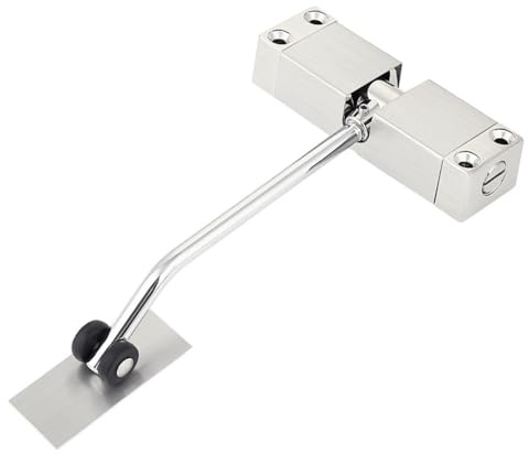 VNLCPX 2 Piezas Cierre Puerta Automatico, Muelle Puerta Aluminio con Resorte y Tornillos, Cierrapuertas Automatico para Interior Exterior y Oficina, Plateado