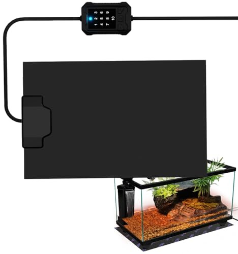 Heizmatte für Reptilien | Heizmatte für Terrarien mit 10 Stufen - Heizung unter der Wanne einstellbare Temperatur, Winter-Thermozubehör für Spinnen, Amphibien, Schildkröten, Frösche