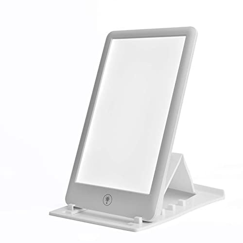 Lámpara SAD de 32000 Lux - Terapia de luz portátil con brillo ajustable, lámpara de luz diurna compacta, soporte plegable, 27,6 x 12,6 cm, blanco, potenciador del estado de ánimo para trastorno