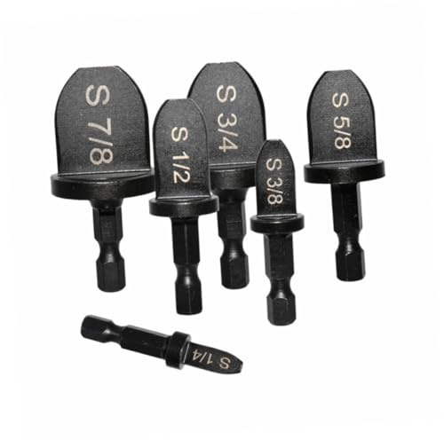 WHAMVOX Juego de 6 Brocas para Abocardar Tubos de Cobre Mango Hexagonal Negro, Herramienta de Acero para Expansión en Refrigeradores y Aire Acondicionado