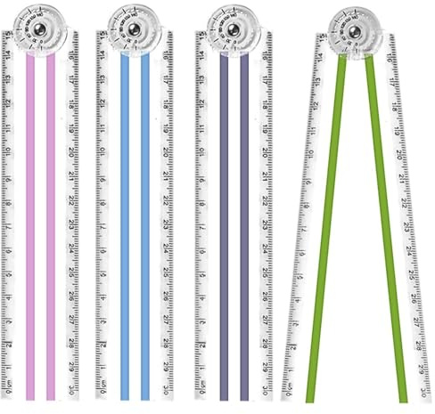 4 reglas plegables, reglas plegables, 30 cm, regla plegable de plástico inastillable, 15 cm, papelería transparente y reglas rectas plegables, plástico geométrico, flexible, para escuela, niños