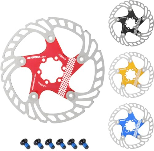 CYSKY Cykelbromsskiva med 6 skruvar 140 mm/160 mm/180 mm/203 mm CNC-fräst rostfritt stål flytande lager bromsskivor för ebike, vägcykel, MTB, BMX, fatbike, gravel bike (röd, 180 mm)