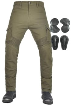 Herrmotorcykelbyxor Slim Stretch Denim CE Armored Adventure Touring Jeans Motocross Cykelstil(Green,S)