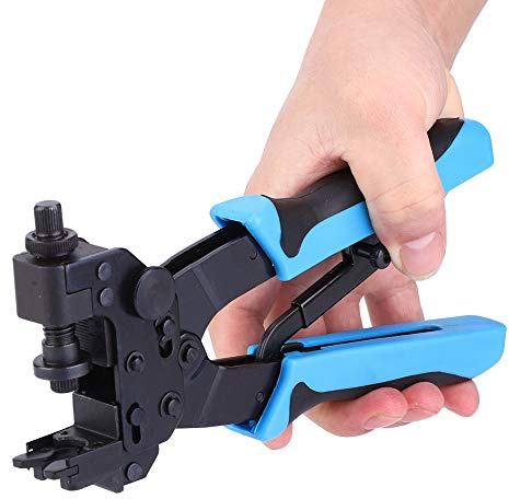 Fafeicy Pince à Sertir, Pince à Connecteur F BNC Réglable en Acier à Outils, Poignée Antidérapante Confortable, Idéale pour les Professionnels des Câbles Coaxiaux et les Amateurs de Bricolage
