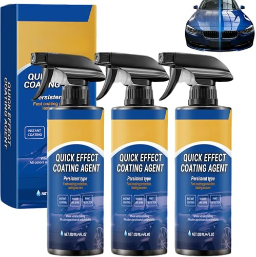 Quick Effect Coating Agent, 3 Stück Nano Spray Auto Beschichtungsspray, 3 in 1 Autolack Kratzer Entferner Autolackspray für Glanz und Schutz Schnell, Autopolitur Agent Spray
