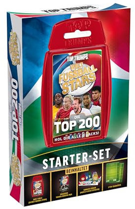 Top Trumps Weltfussballstars Top 200 Starter-Set Kartenspiel für Kinder – Klassisches Top 200 WFS Lernkartenspiel für Fußballfans – 2+ Spieler ab 6 Jahren – Deutsch