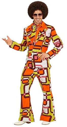 W WIDMANN MILANO Party Fashion - Costume anni '70 completo giacca e pantaloni, hippie, reggae, flower power, disco fever, costumi di carnevale