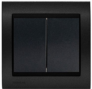 SIEMENS - Va et Vient + Poussoir Anthracite Delta Iris + Plaque Métal texturé Alu Noir