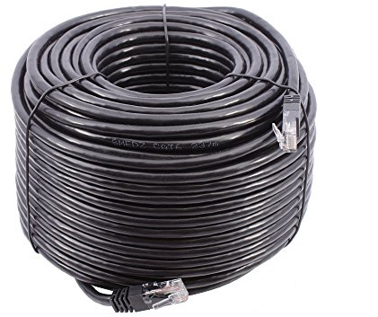 Smedz Cable de red Ethernet GigaBit Ethernet CAT6 de 50 m, UTP 24 AWG, para interiores y exteriores, color negro