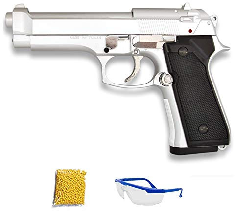 HFC HA-118BE ARGENTO. Pistola Softair Calibro 6 mm (arma ad aria compressa con pallini di plastica o PVC). Sistema: molla. (Potenza: 0,33 joule)