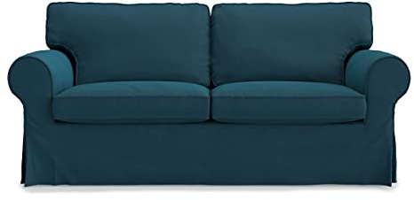 TLYESD Ersatzbezug für IKEA Ektorp 2-Sitzer-Sofa, Baumwoll-Stoff Marineblau