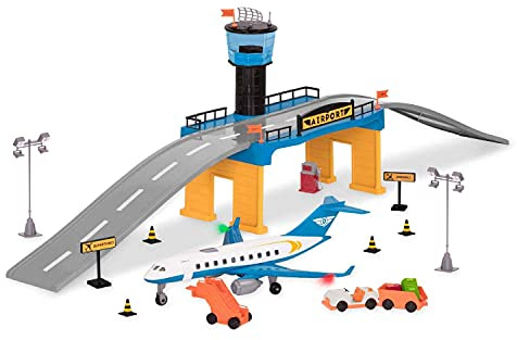 DRIVEN by Battat – Flughafen-Spielset (32-teilig) – Flughafen Spielset – Mini Pretend Play Spielzeug – 32-teiliges Set – Spielzeugflugzeug und Zubehör – 3 Jahre +