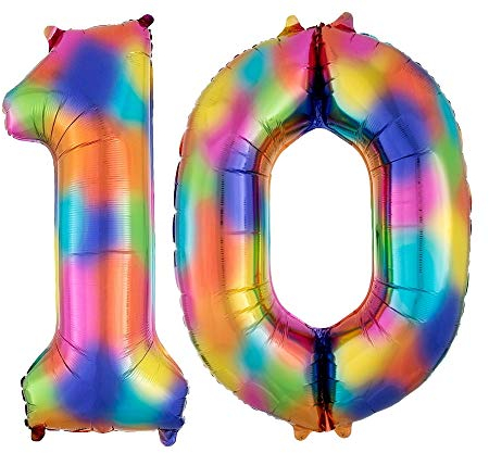 DIWULI Palloncino Compleanno XXL 10 Anni Arcobaleno