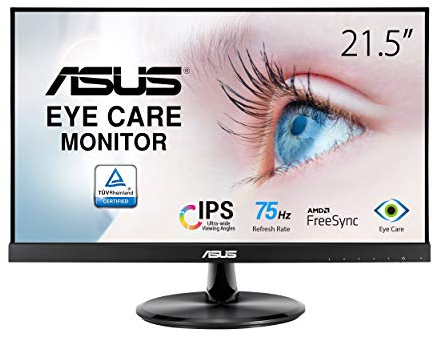ASUS VP229HE Eye Care Monitor â€“ 21.5 Inch, FHD (Full HD 1920 x 1080), IPS, Frameless, 75Hz, Adaptive-Sync/FreeSync , HDMI, Eye Care, Low Blue Light, Flicker Free, Wall Mountable