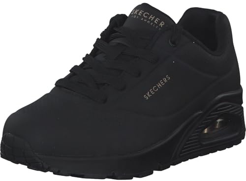 Skechers Women's Uno Stand On Air Trainers, Black Durabuck Mesh, 6 UK Wide