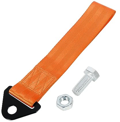 X AUTOHAUX Orange Universal Vehicle Tow Towing Hook Bumper Trailer Belt Strap
