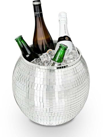 MikaMax Seau à Glace - XL 11L - Seau à Vin Argenté Effet Miroir - Refroidisseur de Boissons pour Fête - 27,5 cm