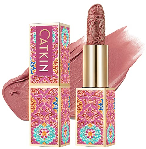 CATKIN Lippenstift Semi-Matt Finish, Nudetöne, Schimmernder mit Glänzender Oberfläche, Farbintensität Langanhaltend Pflegender Lippen-Stift, Vegane Formel, 3.2g